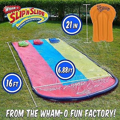 Wham-O Slip N Slide Triple Slip and Slide with 3 Bodyboards Premium Lawn Water Slide Super Slip