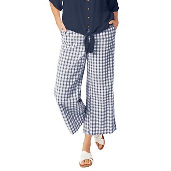 ellos Plus Size Gingham Crop Pants