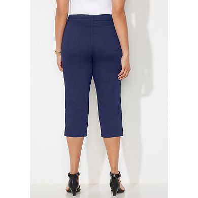 Catherines Women's Plus Size Sateen Stretch Capri