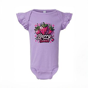 Berry Sweet Strawberry Baby Flutter Sleeve Bodysuit