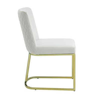 24 Inch Side Dining Chair Set Of 2, Soft Off White Velvet, Gold Metal Base