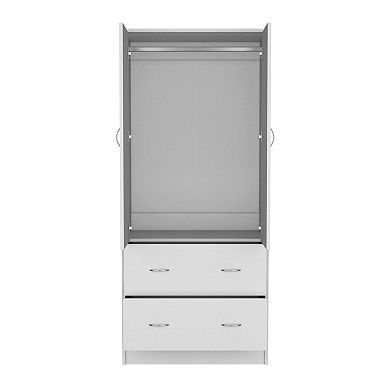 Silo 71" H Armoire With Two Doors, Two Drawers, And Hanging Rod