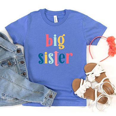 Big Sister Colorful Toddler Short Sleeve Graphic Tee
