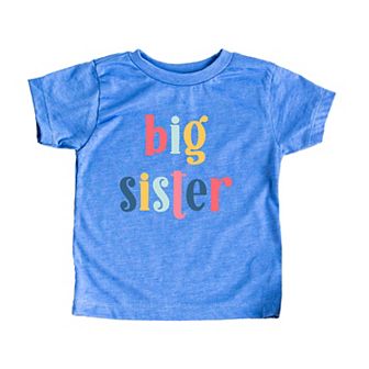 Big Sister Colorful Toddler Short Sleeve Graphic Tee