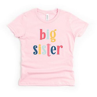 Big Sister Colorful Toddler Short Sleeve Graphic Tee