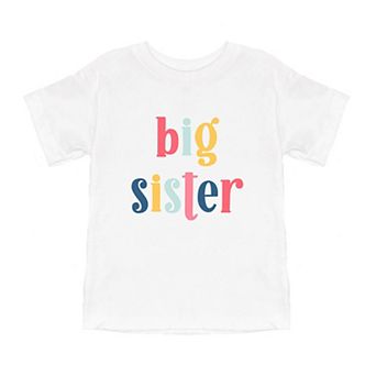Big Sister Colorful Toddler Short Sleeve Graphic Tee