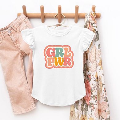 Girl Power Retro Toddler Flutter Sleeve Graphic Tee