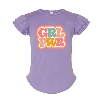 Girl Power Retro Toddler Flutter Sleeve Graphic Tee