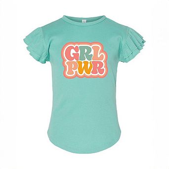 Girl Power Retro Toddler Flutter Sleeve Graphic Tee