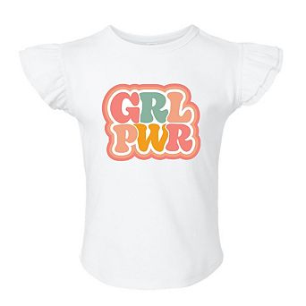 Girl Power Retro Toddler Flutter Sleeve Graphic Tee