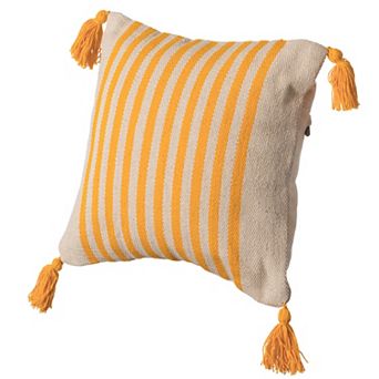 16" Handwoven Cotton Throw Pillow Cover with Striped Lines
