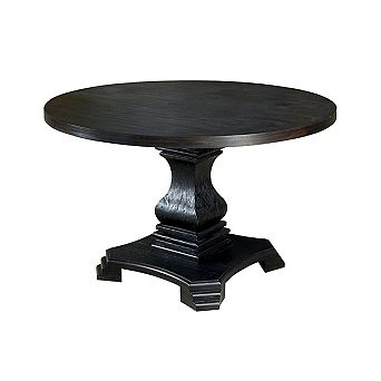 Traditional Style Wooden Round Top Dining Table with Pedestal Base, Antique Black