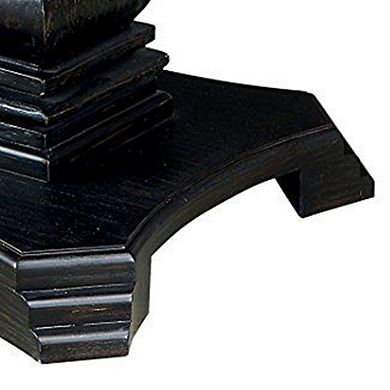 Traditional Style Wooden Round Top Dining Table with Pedestal Base, Antique Black