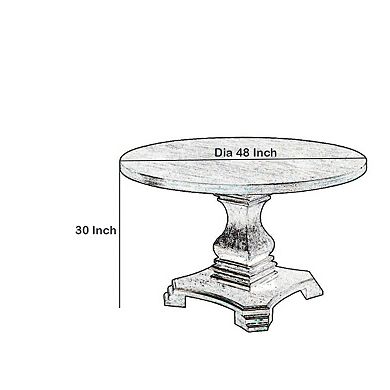 Traditional Style Wooden Round Top Dining Table with Pedestal Base, Antique Black