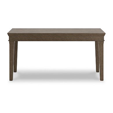 63 Inch Home Office Desk, Acacia Wood Top, Wire Brushed Weathered Gray