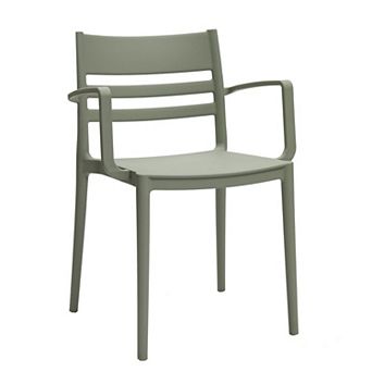 Teesy 22 Inch Side Dining Armchair Set Of 4, Indoor Outdoor, Open Back Gray