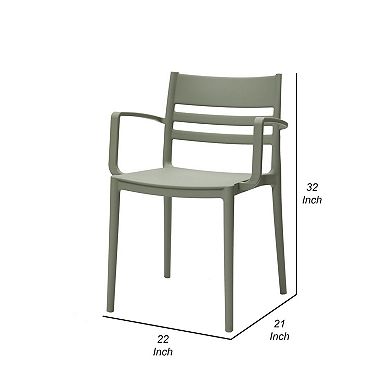Teesy 22 Inch Side Dining Armchair Set Of 4, Indoor Outdoor, Open Back Gray