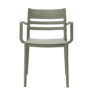 Teesy 22 Inch Side Dining Armchair Set Of 4, Indoor Outdoor, Open Back Gray