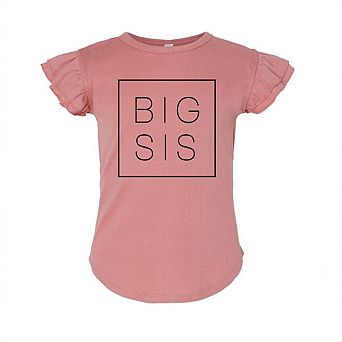 Big Sis Square Toddler Flutter Sleeve Graphic Tee