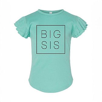 Big Sis Square Toddler Flutter Sleeve Graphic Tee