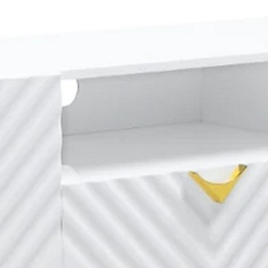 Tyra 79 Inch Modern TV Media Entertainment Center, 2 Doors, White, Gold