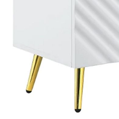 Tyra 79 Inch Modern TV Media Entertainment Center, 2 Doors, White, Gold