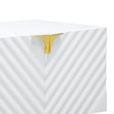 Tyra 79 Inch Modern TV Media Entertainment Center, 2 Doors, White, Gold