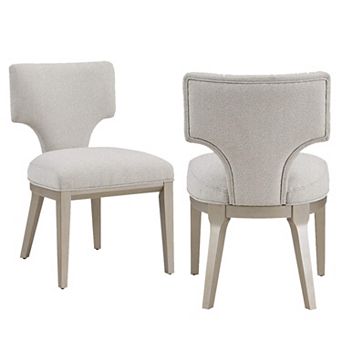 Kyna 21 Inch Side Dining Chair Set Of 2, Curved Backrest, Champagne Linen