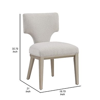 Kyna 21 Inch Side Dining Chair Set Of 2, Curved Backrest, Champagne Linen