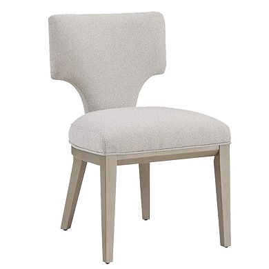 Kyna 21 Inch Side Dining Chair Set Of 2, Curved Backrest, Champagne Linen