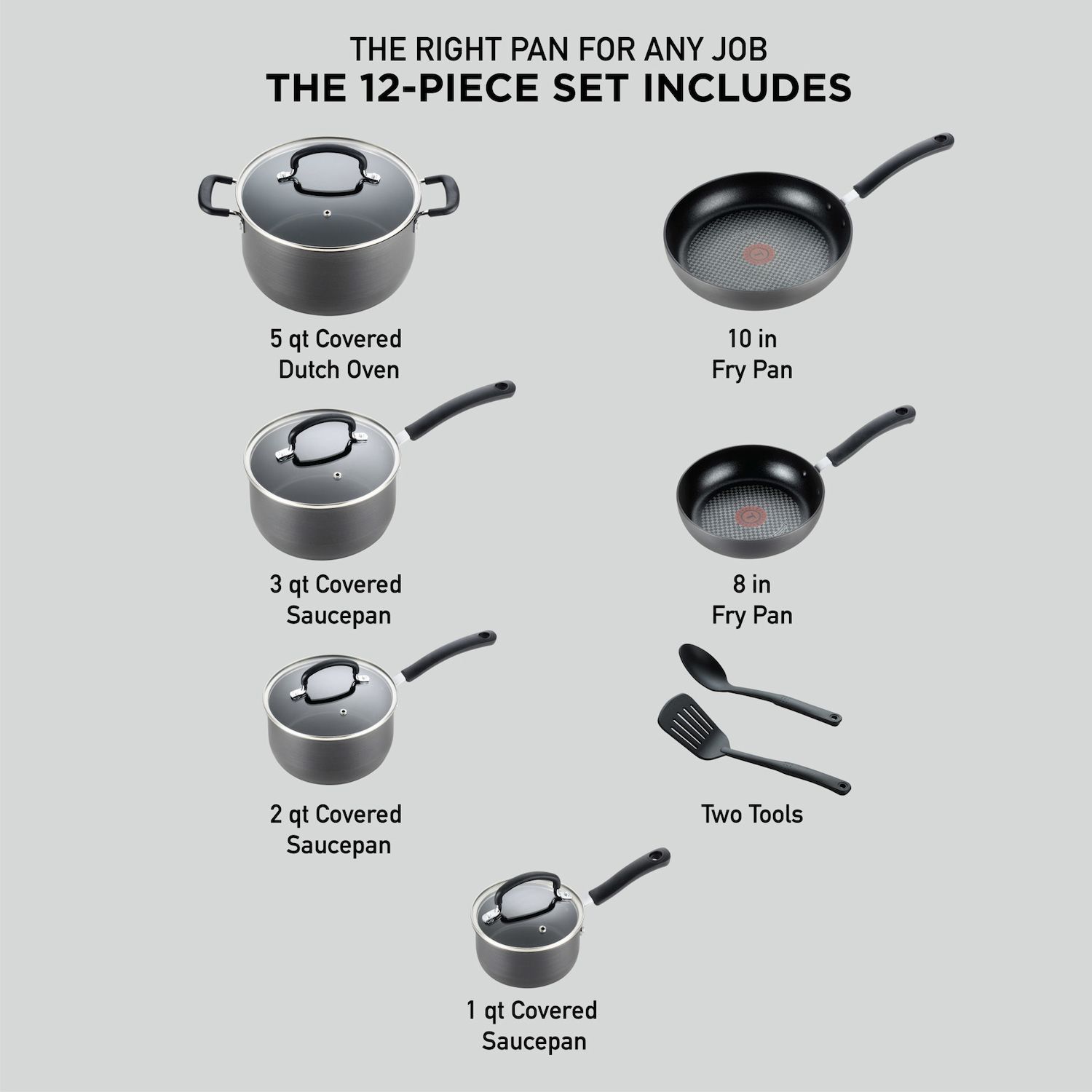 T-Fal 12-pc Hard Anodized Titanium NS Cookware Set - Thumbnail 3