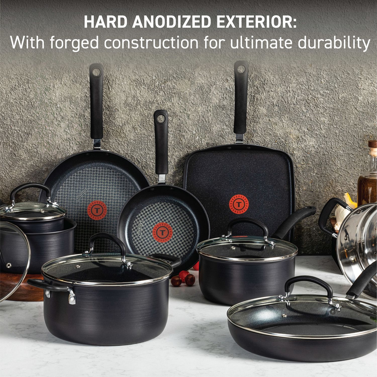 T-Fal 12-pc Hard Anodized Titanium NS Cookware Set