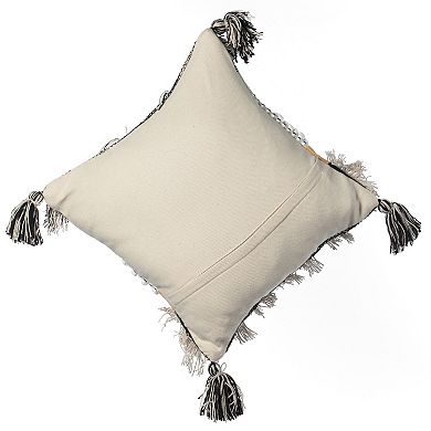 Boho Handwoven Cotton Throw Pillow with Tassels