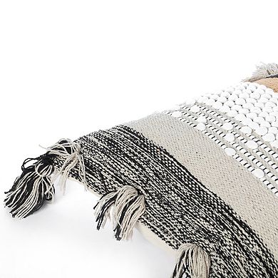 Boho Handwoven Cotton Throw Pillow with Tassels