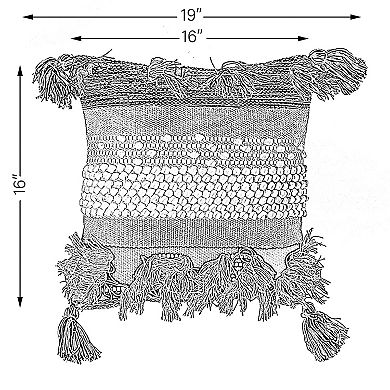 Boho Handwoven Cotton Throw Pillow with Tassels