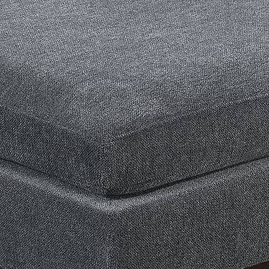 37 Inch Modern Square Ottoman with Foam Seating, Gray Chenille Fabric