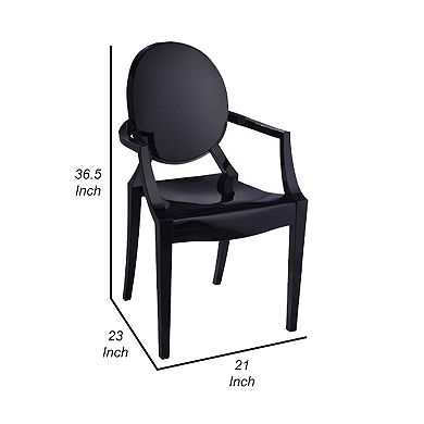 Nili Set Of 4 Dining Armchairs, Oval Shape Back, Molded Seat, Black Finish