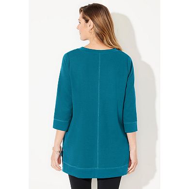 Catherines Women's Plus Size Cloud Knit V-Neck Top