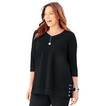 Catherines Women's Plus Size Cloud Knit V-Neck Top