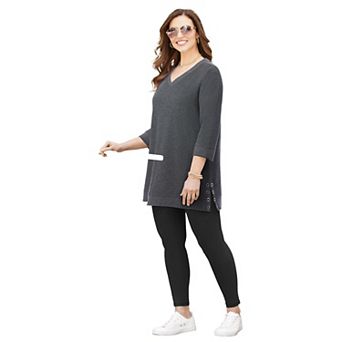 Catherines Women's Plus Size Cloud Knit V-Neck Top