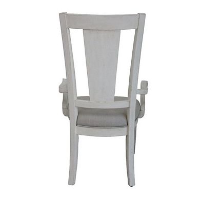 Kate 24 Inch Dining Armchair Set Of 2, Light Gray Linen, White Wood Frame