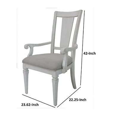 Kate 24 Inch Dining Armchair Set Of 2, Light Gray Linen, White Wood Frame