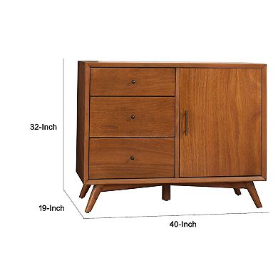 40 Inch Mahogany Wood Sideboard Cabinet Console, 3 Drawers, Walnut Brown
