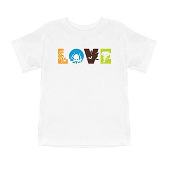 Love With Animal Letters Toddler Short Sleeve Graphic Tee
