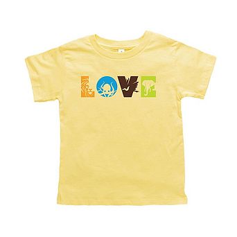 Love With Animal Letters Toddler Short Sleeve Graphic Tee