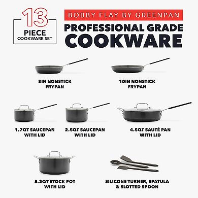Bobby Flay by GreenPan Professional Grade Ceramic Nonstick 13-Piece Cookware Set