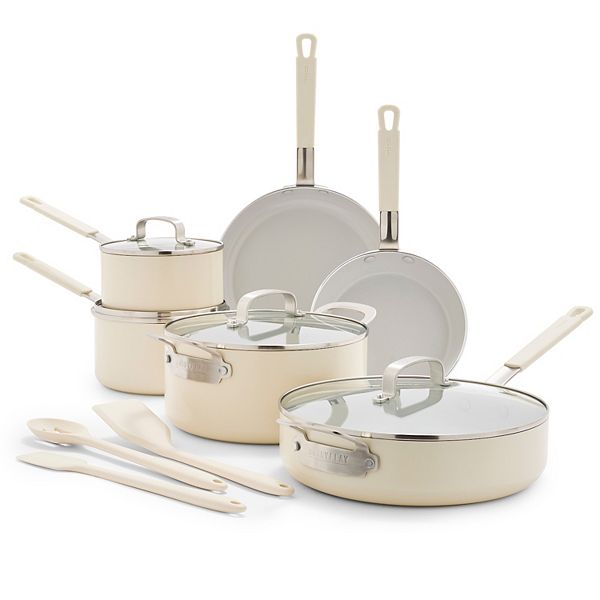 Bobby Flay by GreenPan Professional Grade Ceramic Nonstick 13-Piece Cookware Set - White