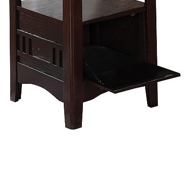 Wooden Dining Table With Storage Compartment, Espresso Brown