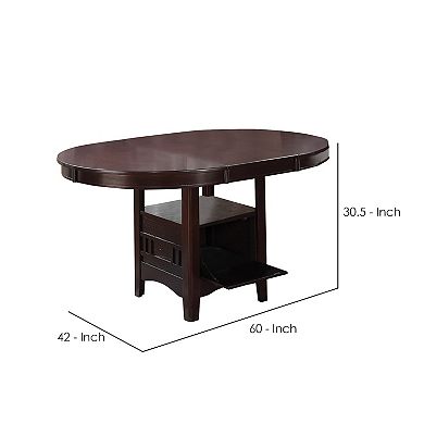 Wooden Dining Table With Storage Compartment, Espresso Brown