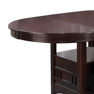 Wooden Dining Table With Storage Compartment, Espresso Brown